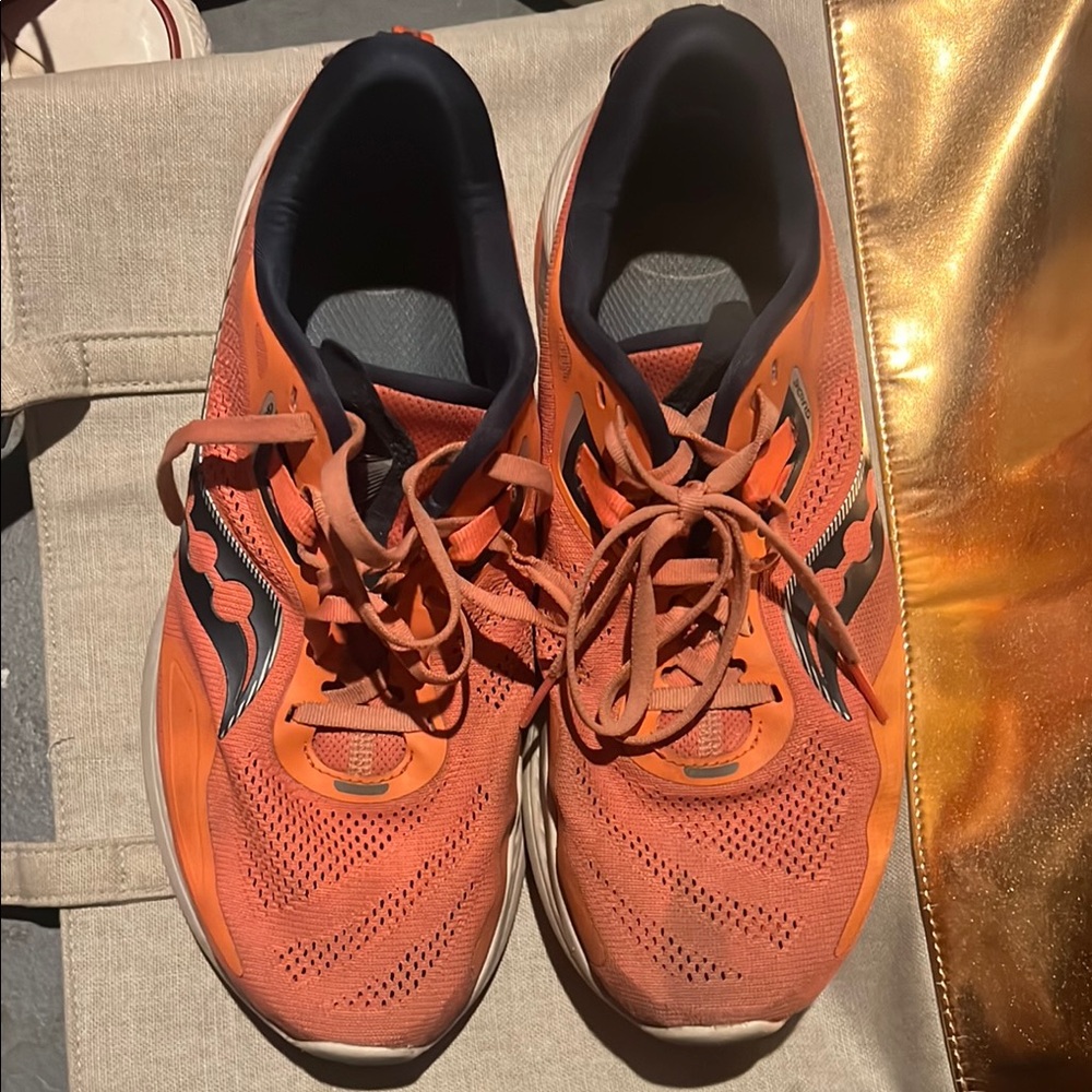 Saucony Orange Athletic Shoes with Breathable Mesh and Cushioned Midsole